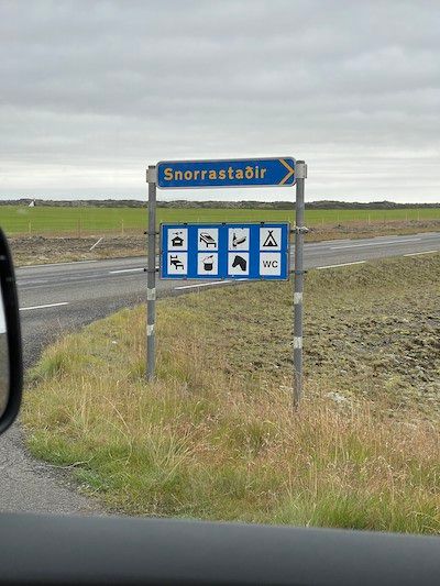 Sign for Snorrastadir campsite