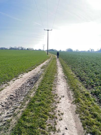 Biking on the farm road